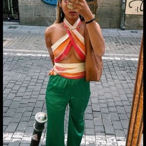 NEW WITH TAGS - VRG GRL Spring Fling Knit Wrap Top // Orange - ONE SIZE